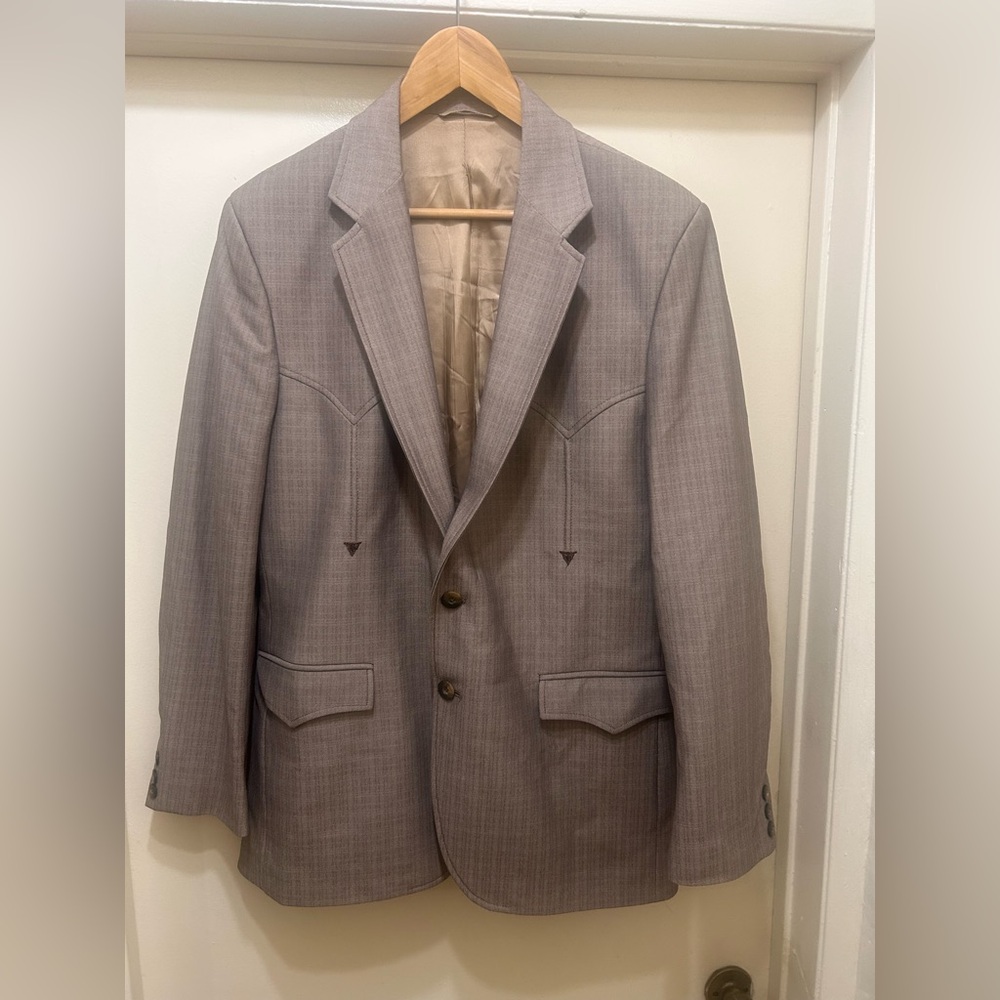 VTG Circle S Texas Western Ranch Brown Blazer Sport Coat Size 42R Rockabilly USA